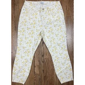 Judy Blue Women's Skinny Fit Yellow Floral Print Stretch Denim Jeans Size 18W